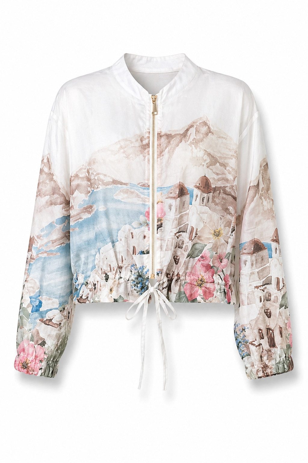 ITALY VIBES Blouson - Blusenjacke - Sommerjacke - All-Over-Print - ITALY VIBES - weiß ONE SIZE- passend für Größen XS-M