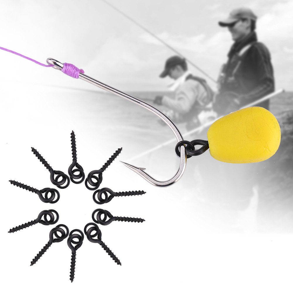 GARRYFIZH Kunstköder 10x Köderschrauben matt schwarz - Bait Screws für Boilies & Pop-Ups, Robuste Boilie-Schrauben, matt schwarz, für Karpfen-Rigs & Köder