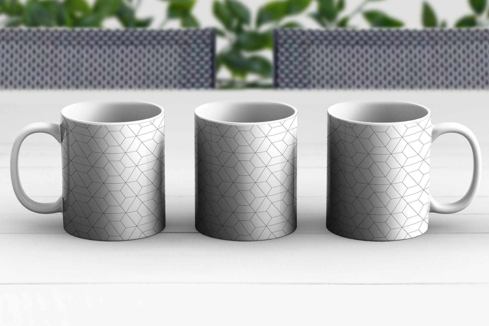 MuchoWow Tasse Geometrie - Linie Muster, Keramik, Teetasse, Becher, Geschenk Teetasse, - Kaffeetassen