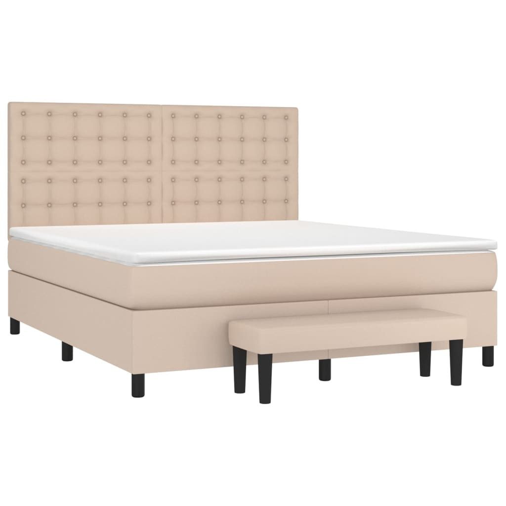 Bett Boxspringbett Matratze Cappuccino-Braun 160x200 cm Kunstleder