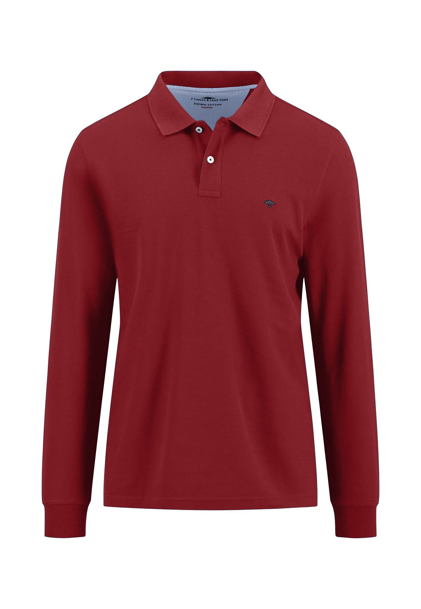 FYNCH-HATTON Langarm-Poloshirt Polo, Longsleeve, Premium Cotton garnet red