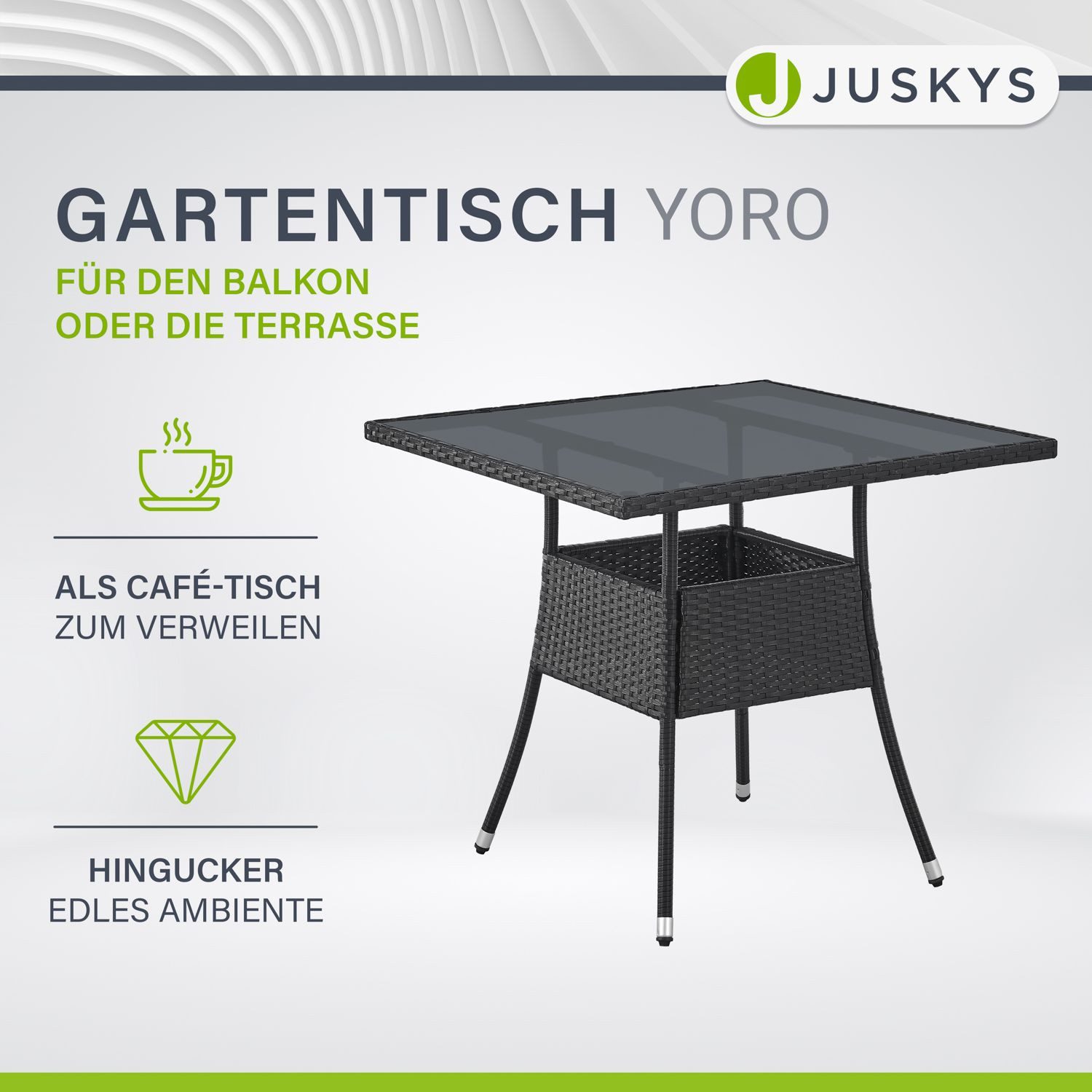 Juskys Gartentisch Yoro, eckig, aus Polyrattan, günstig online kaufen