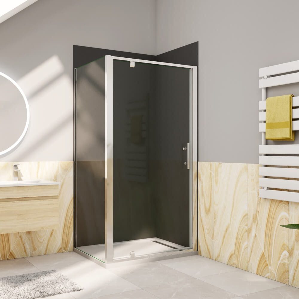 AICA Eckdusche H:185cm 5mm ESG Pendeltür mit Seitenwand Falttür Glastür Duschkabine, BxT: 76x70 cm, ebenerdiger Einbau möglich