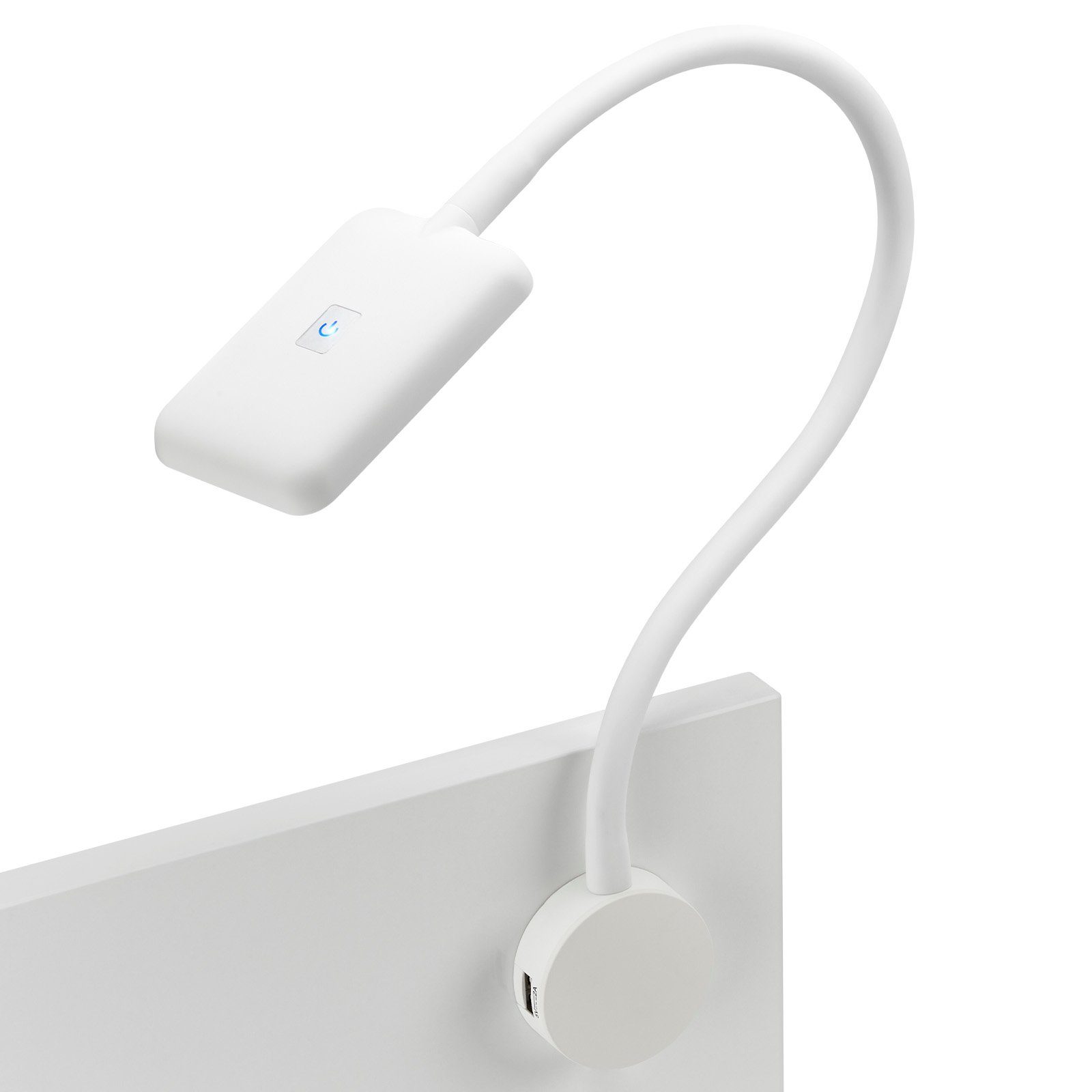 SO-TECH® LED Unterbauleuchte JUNKER Lighting LED Bettleuchte / Leseleuchte FIORE, mit flexiblem Leuchtenarm, 2x USB Anschlüssen und Touchsensor