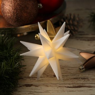 MARELIDA LED-Stern für außen LED 3D Weihnachtsstern Faltstern Hängestern Weihnachtsdeko 12cm außen, LED Classic, warmweiß (2100K bis 3000K)