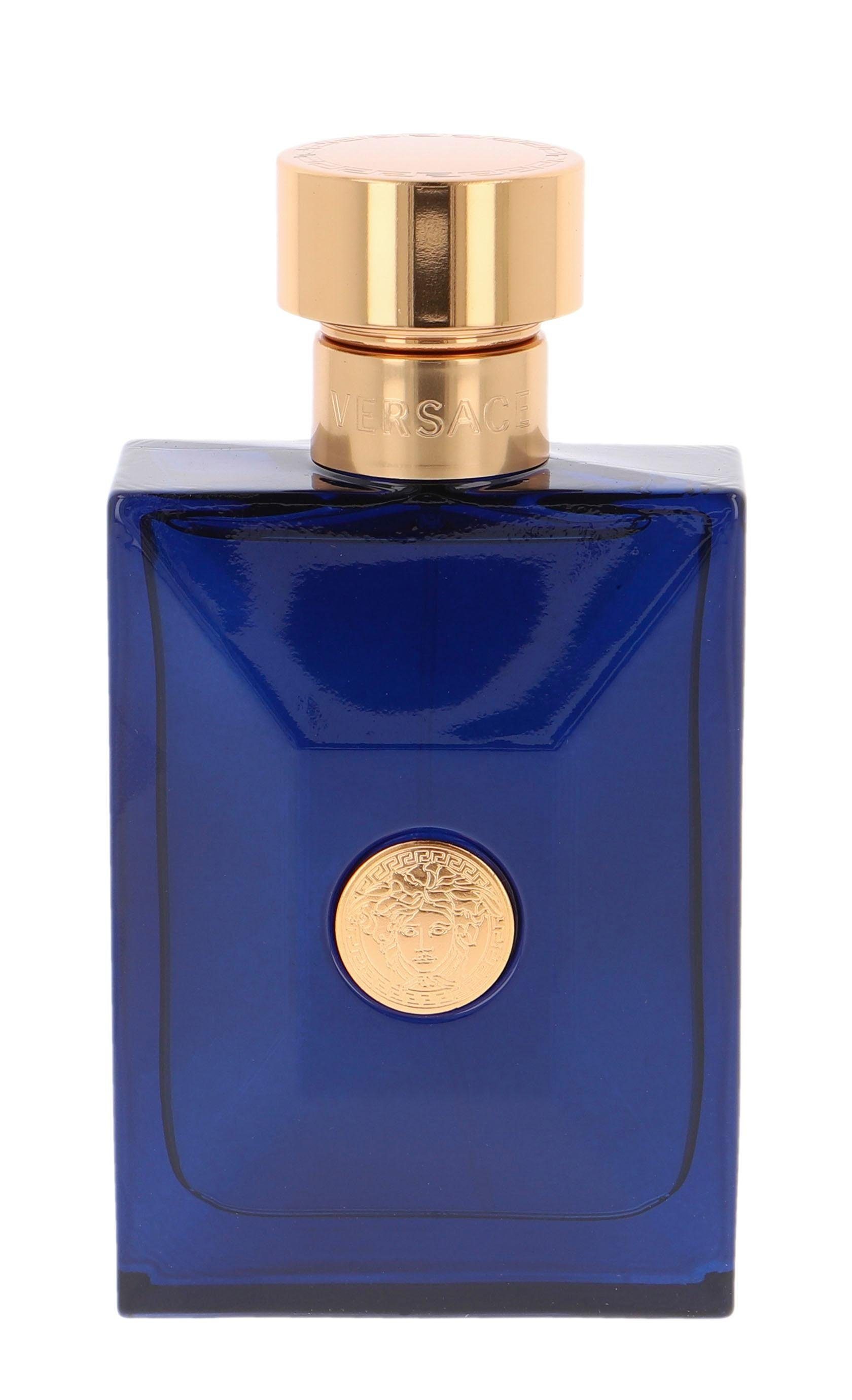 Versace Eau de Toilette POUR HOMME DYLAN BLUE, Aquatischer Herrenduft mit Patchouli, Bergamotte und Tonkabohnen.