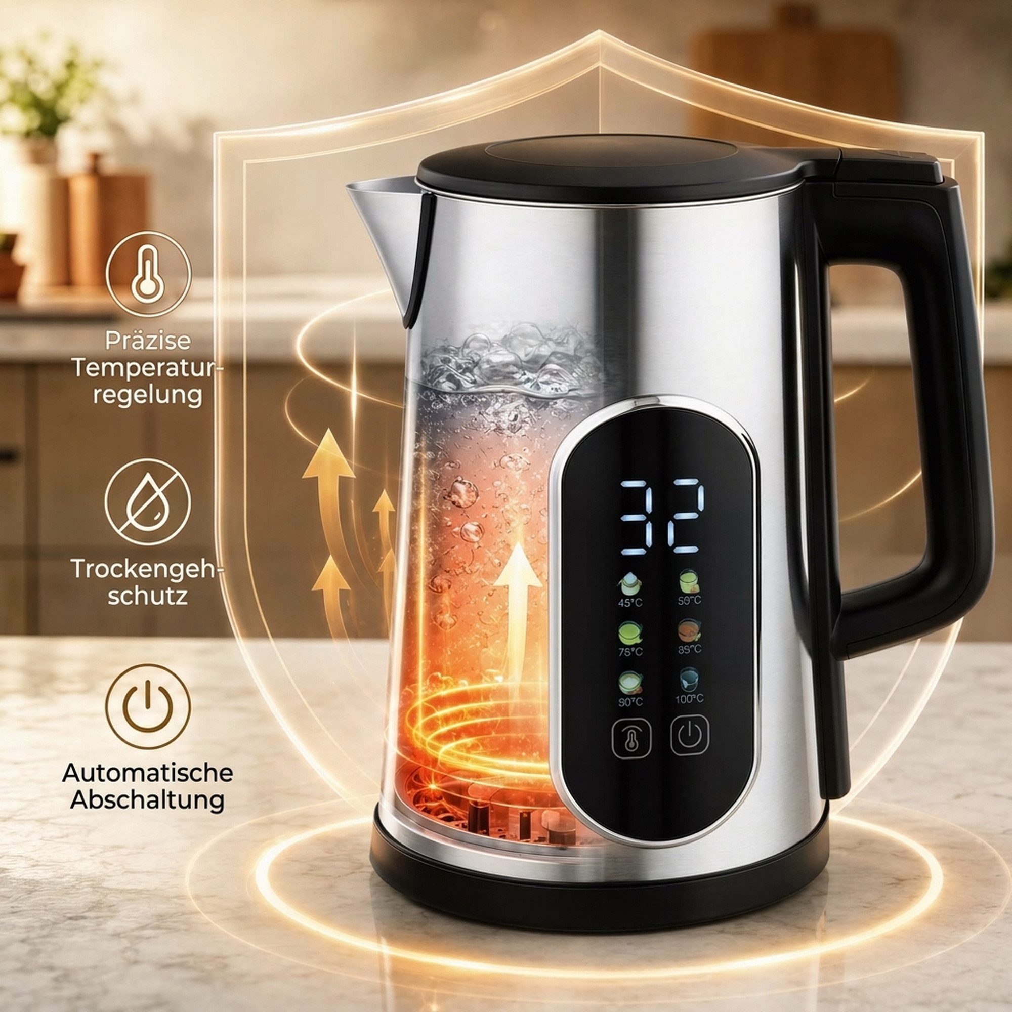HOMCOM Frühstücks-Set Wasserkocher und Toaster Set mit 45°-100° Warmhalte-& Memory-Funktion (1-tlg), Wasserkocher & Toaster Set – Bild 5 von 5