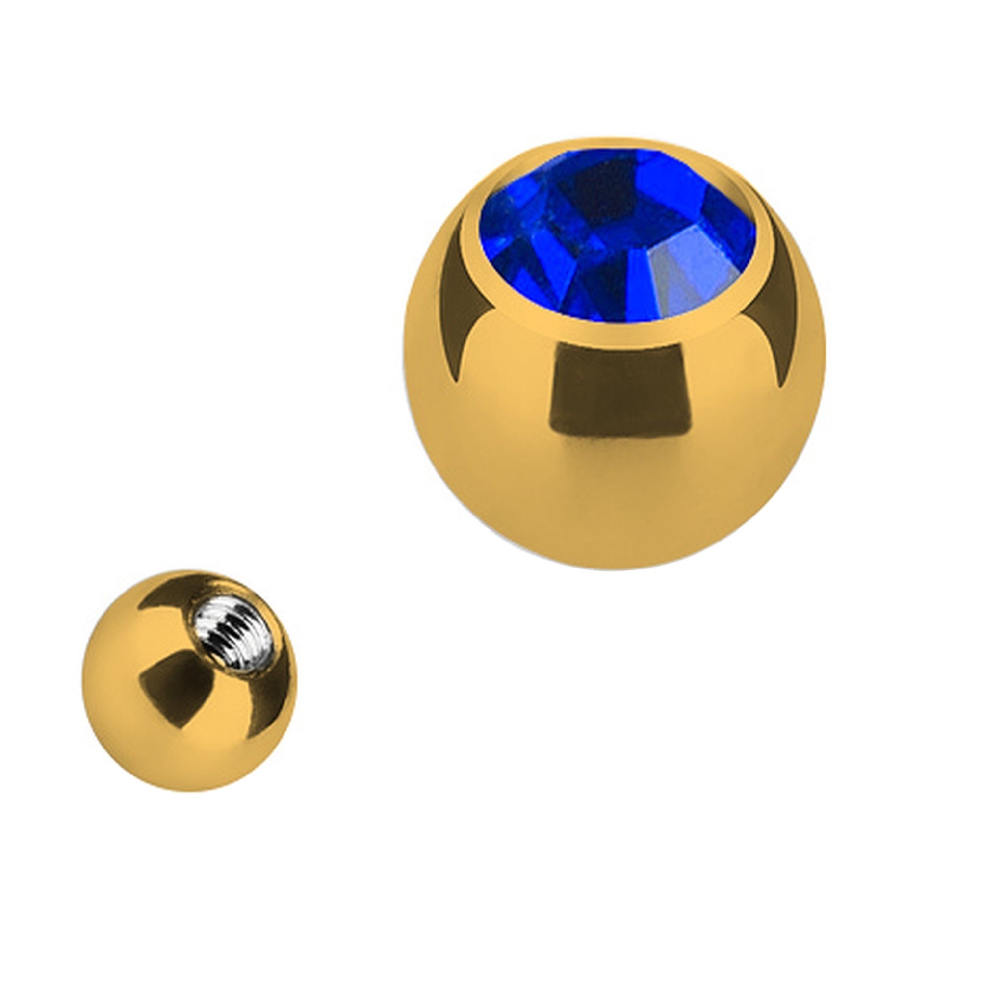Edelstahl Ersatz Gold mit Kristall, Kugel Verschluss Ersatzteile Piercing mit Taffstyle Strass Blau Gold Piercing-Set Schraubkugel Verschlusskugel