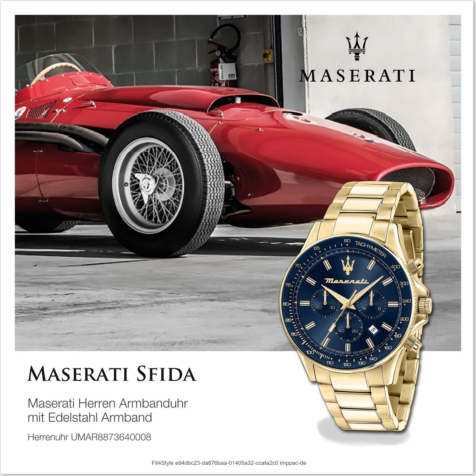 Edelstahl Gehäuse, Edelstahlarmband, Maserati Chronograph Herrenuhr (ca. blau MASERATI groß rundes 44mm) Armband-Uhr,