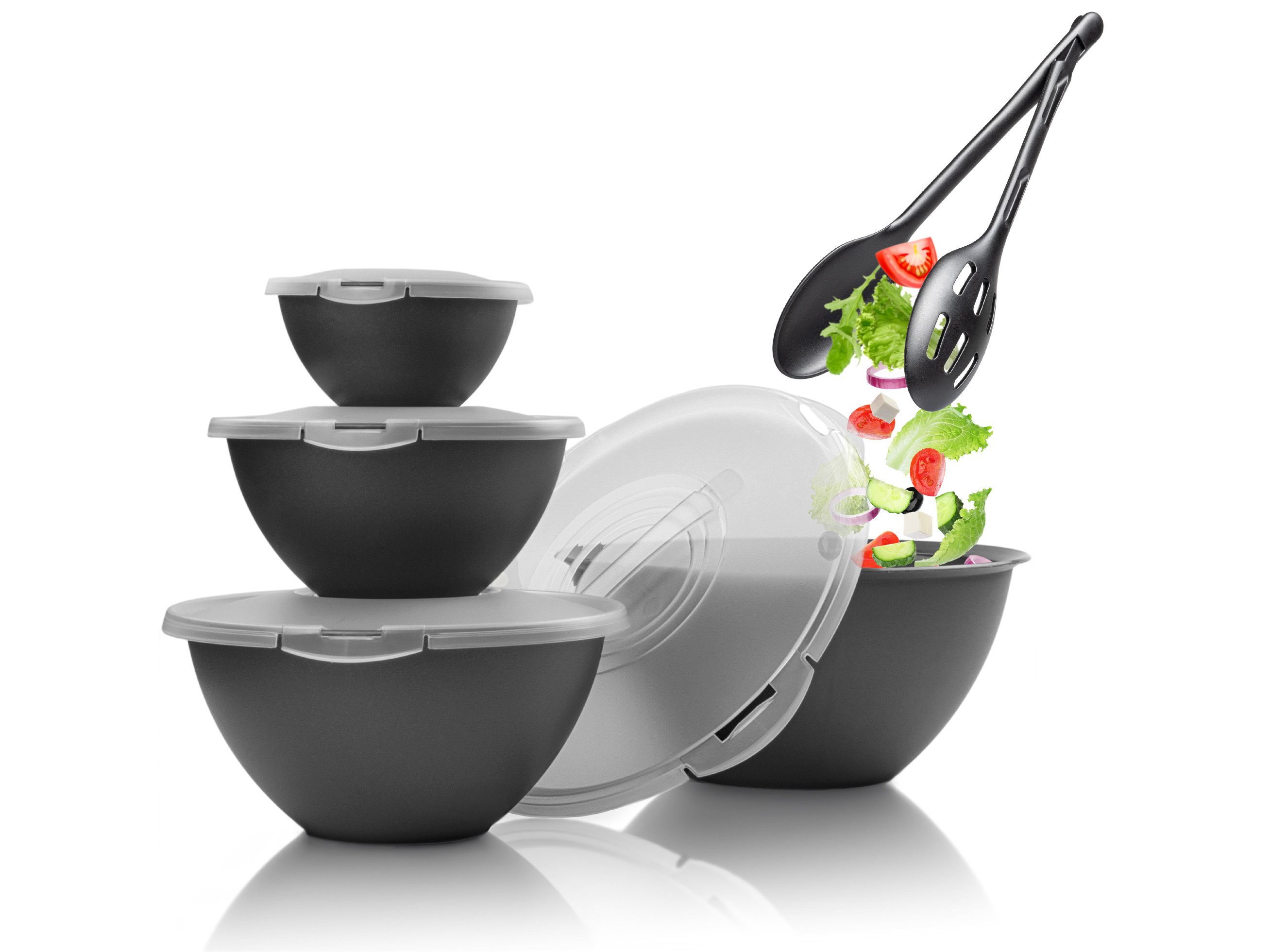 Salatschüssel Schüssel Set + Salatbesteck 10-tlg