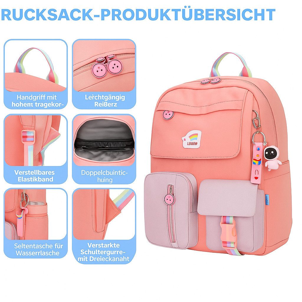 Diyarts Kinderrucksack, Trendiger Mädchenrucksack: Geräumig, Leicht und Robust