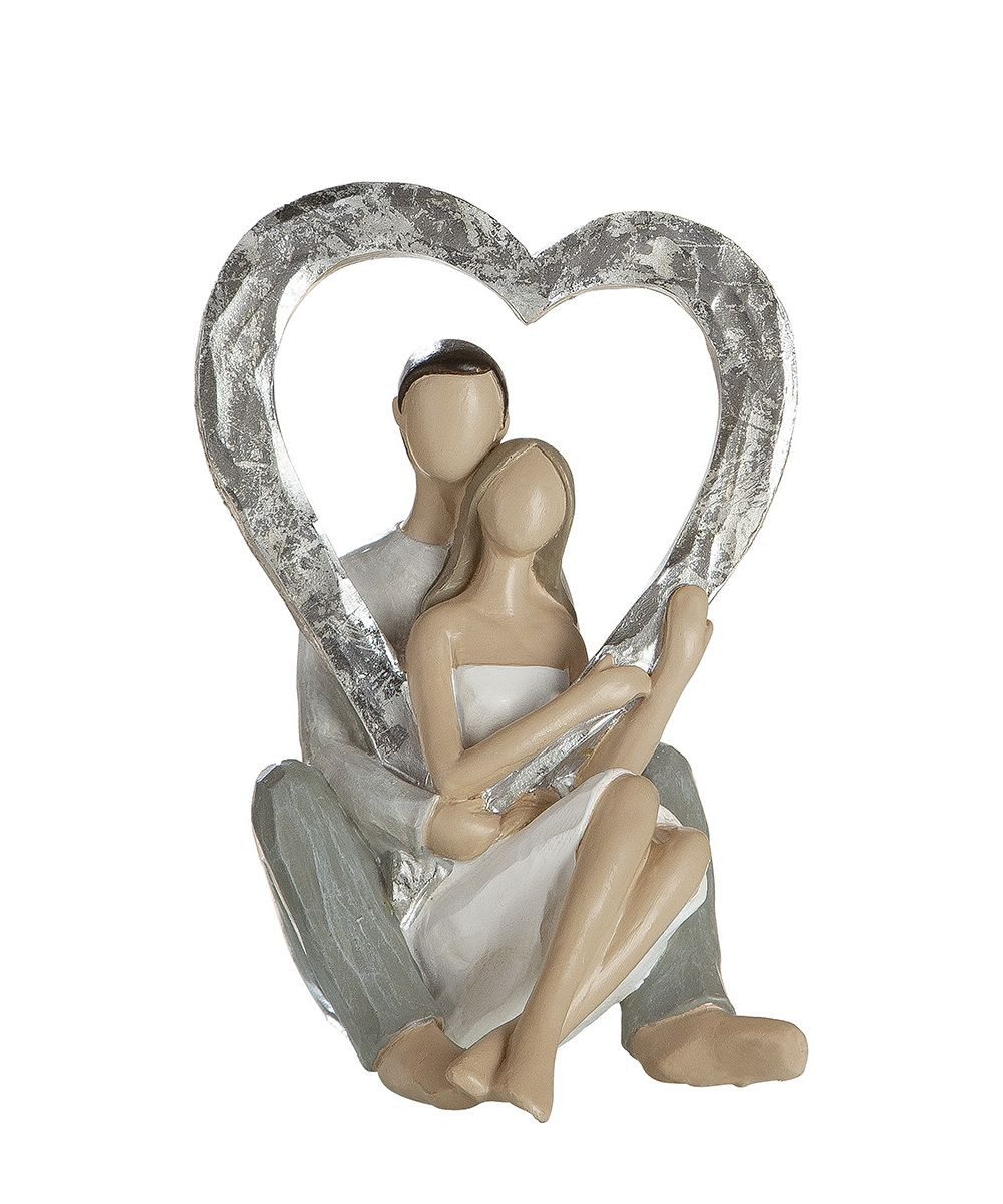GILDE Dekoobjekt Paar mit Herz 36810 – Liebespaar mit Herzsymbol, Kunstharz, 10 × 15 cm