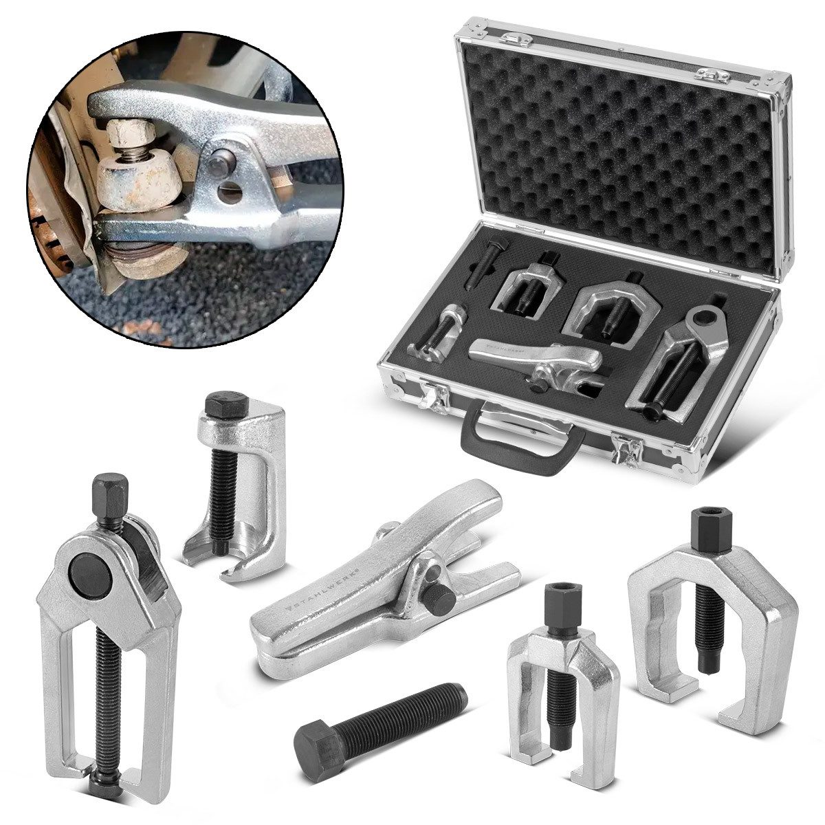 STAHLWERK Kugelgelenkabzieher Traggelenk-Abzieher-Set 5-teilig Ausdrücker, Halten höchsten Belastungen