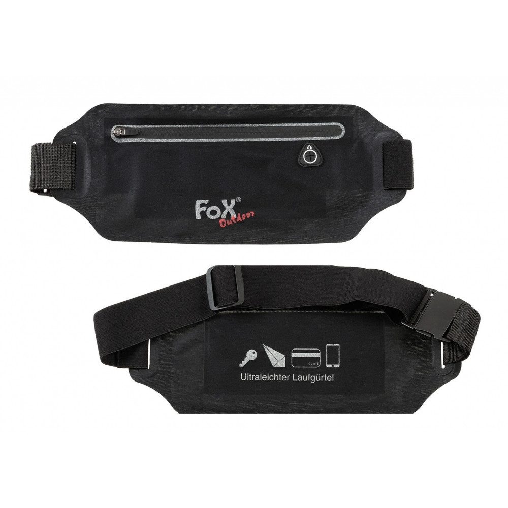 FoxOutdoor Stoffgürtel Fox Outdoor Laufgürtel Run schwarz - Laufzubehör. (Elastischer Nylon Laufgürtel)