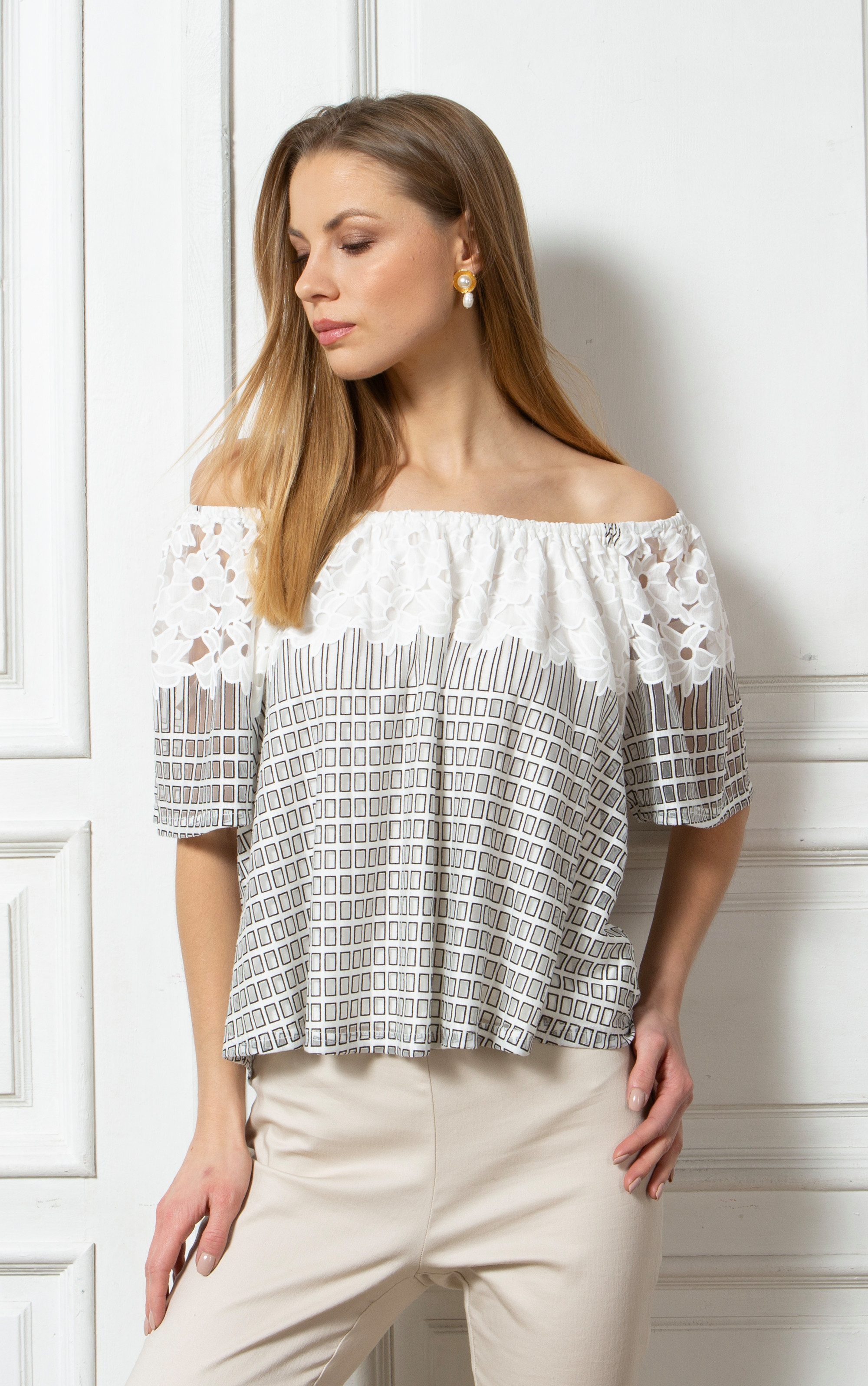 Passioni T-Shirt Sommer Schulterfrei Top mit günstig online kaufen