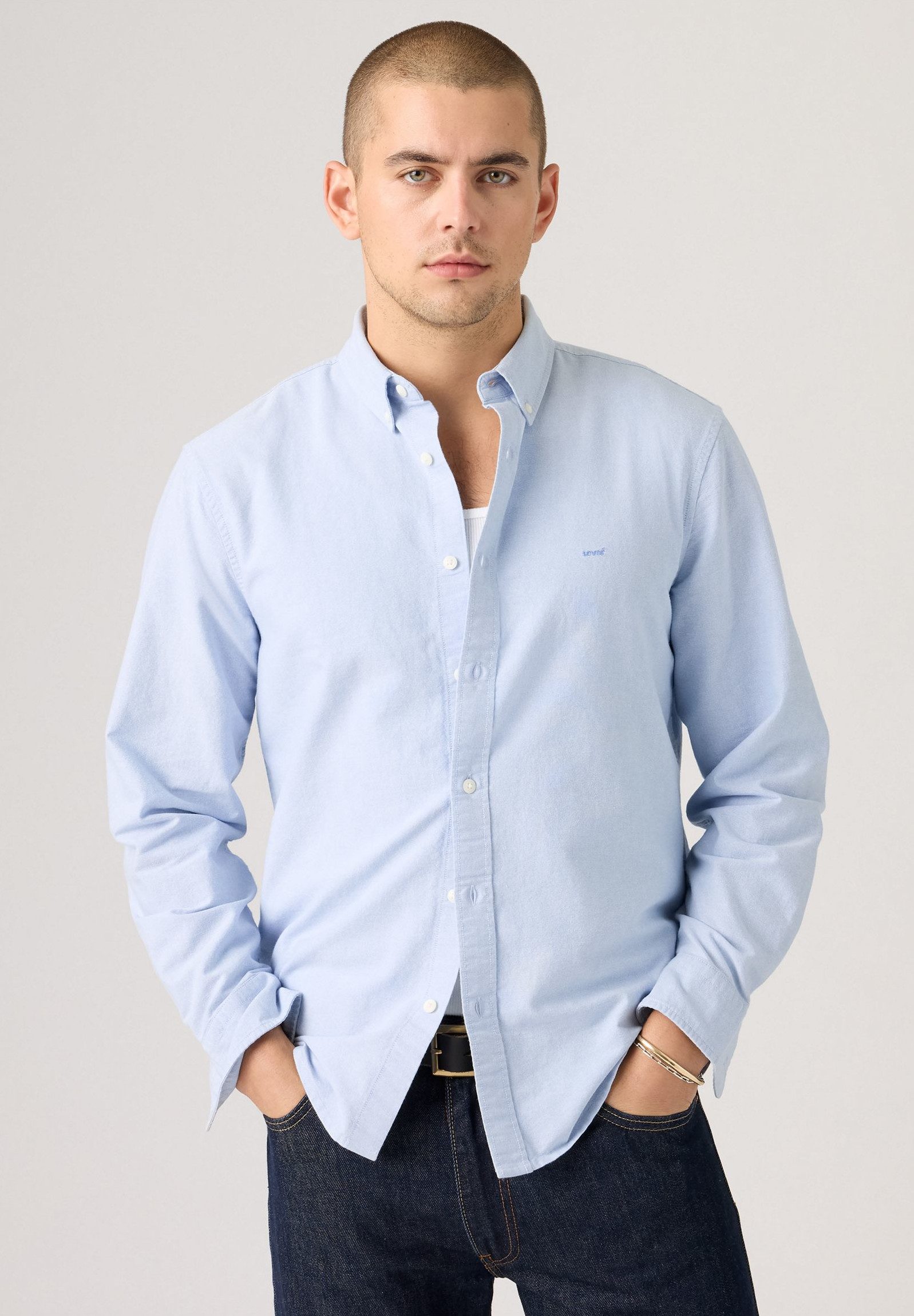 Levi's® Langarmhemd AUTHENTIC BUTTON DOWN mit Ton-in-Ton Logostickerei auf günstig online kaufen