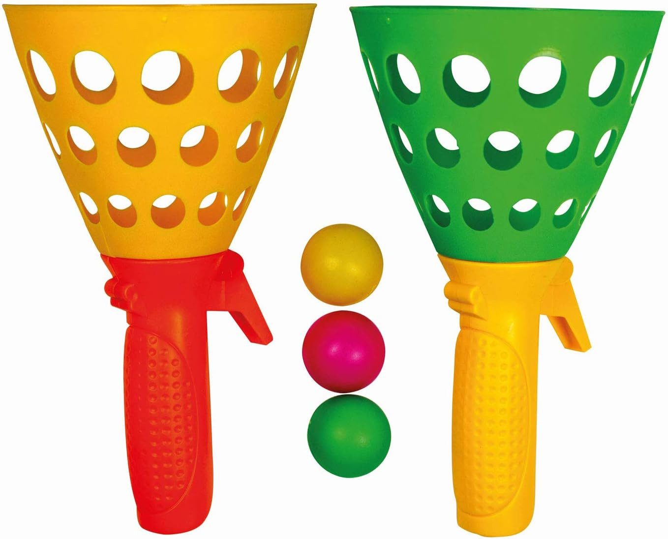 Spielzeug-Gartenset Fangballspiel - Geschicklichkeitsspiel mit 2 Fangbechern und 3 Bällen