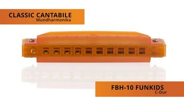 Classic Cantabile Mundharmonika FunKids Blues Harmonica ideal für Kinder, C-Dur, C, (diatonisch, 8, 8 Stück im Spar-Set inkl. Kunststoff-Etui), 20 Stimmzungen aus Phosphorbronze