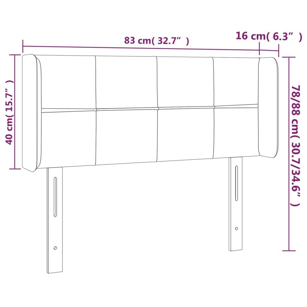 83x16x78/88 (1 Hellgrau mit vidaXL cm Kopfteil Ohren St) Samt, Kopfteil