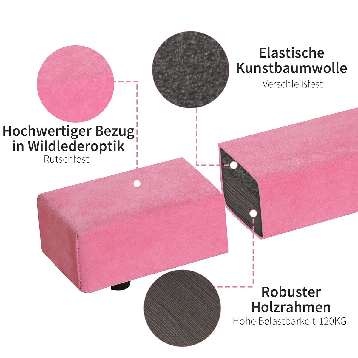 XDeer Balance Board Ständer Balancetrainer Rutschfest Faltbarer Schwebebalken, (Wildlederbezug Turnbalken Balance Beam bis 120 kg)