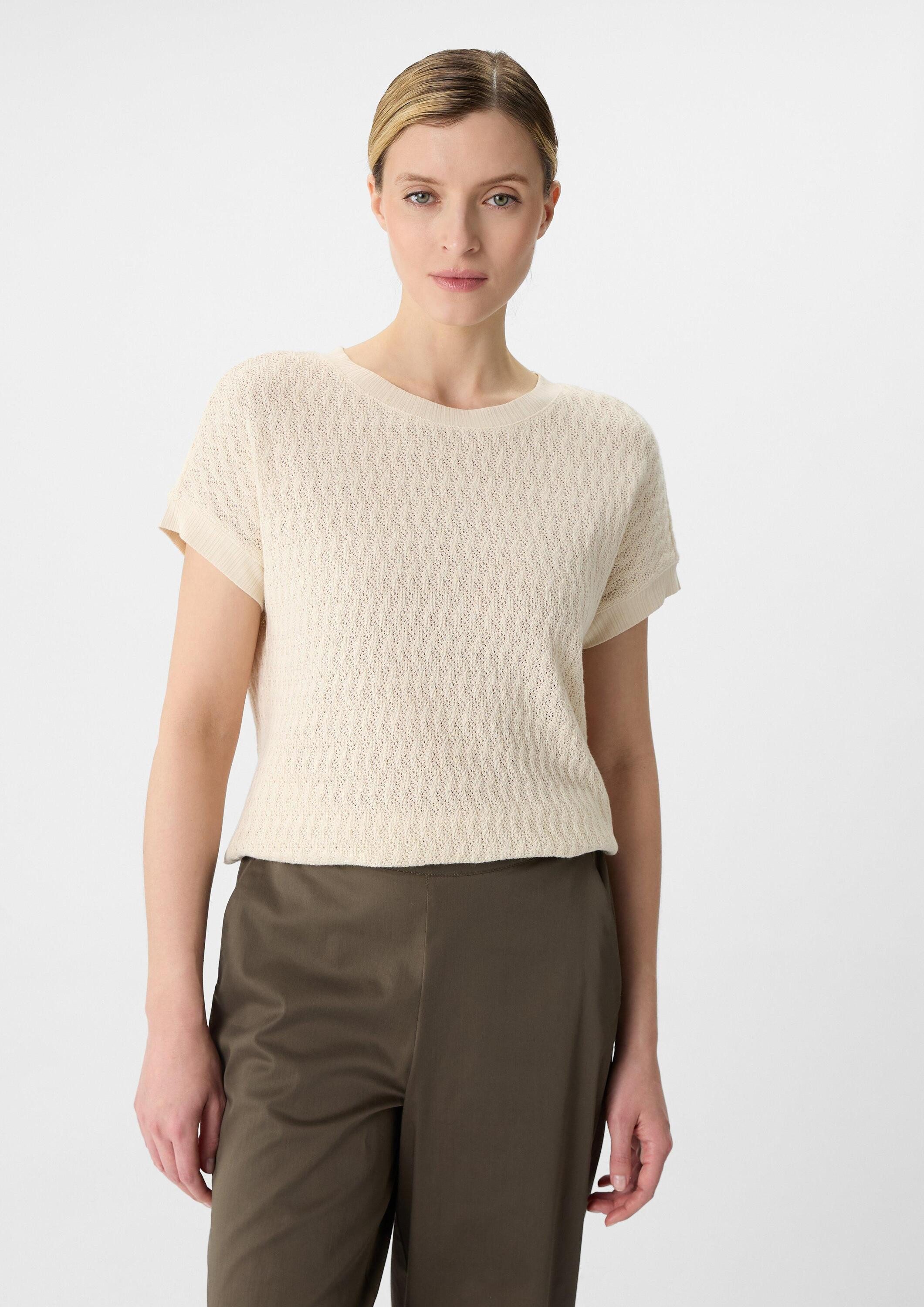 comma Kurzarmshirt T-Shirt Strukturiertes T-Shirt im Relaxed Fit