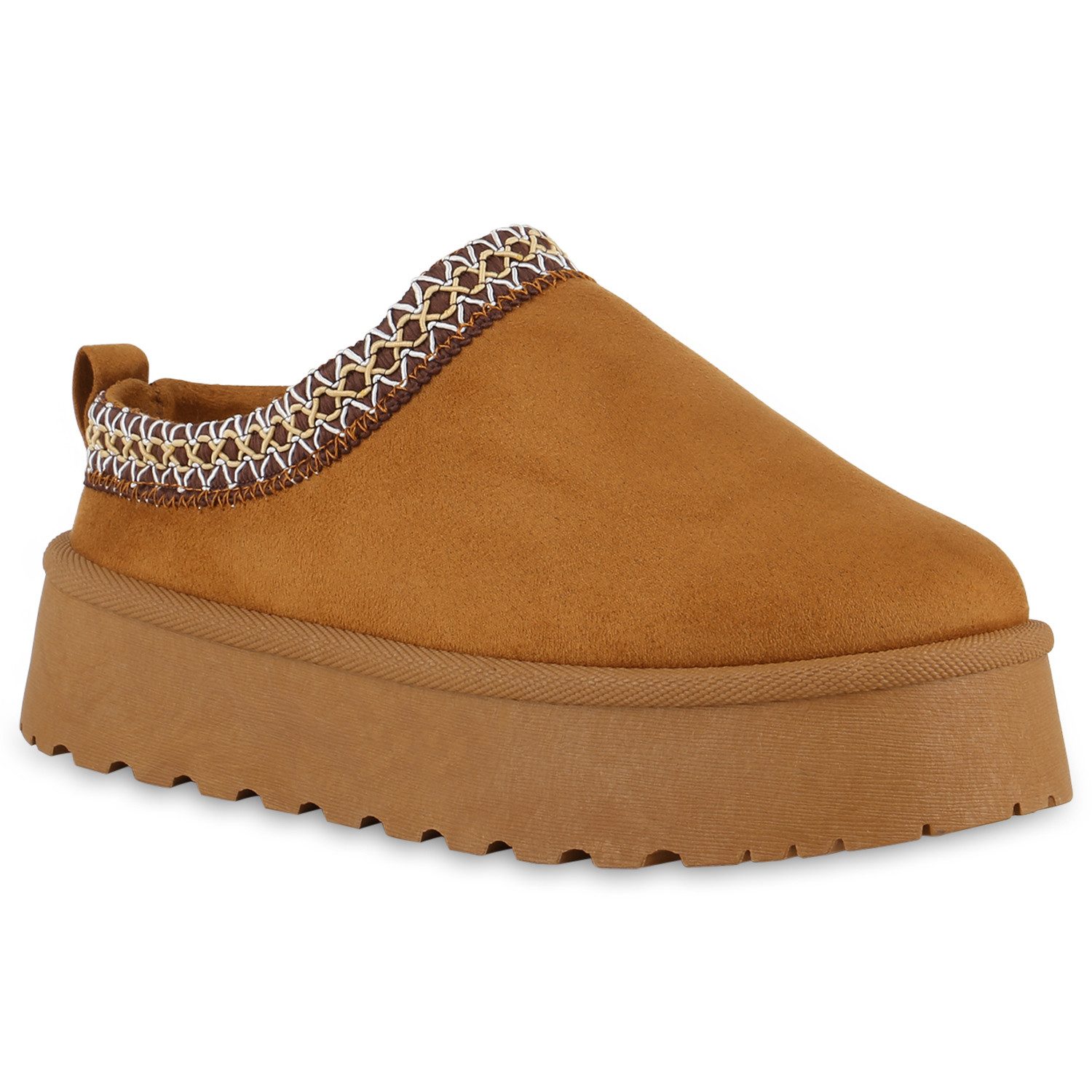 VAN HILL 840625 Hausschuh Damen Pantoffeln Hausschuhe Bequeme Prints Plateau