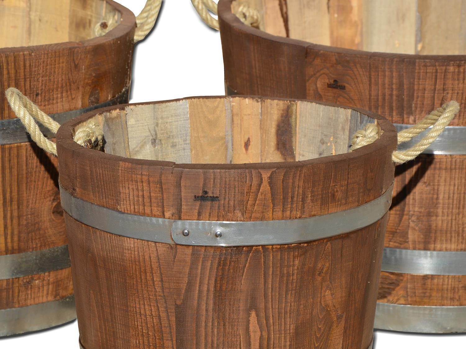 Temesso Pflanzkübel Kübel palisanderfarben lasiert, Pflanzkübel aus Kastanienholz 30 cm