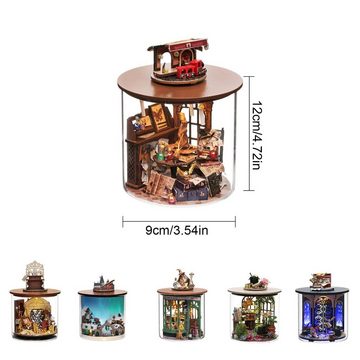 OKWISH 3D-Puzzle Puppenhaus Miniatur Haus Holzbausatz Puppenhäuser Dekoration Möbeln, Puzzleteile, 3D Häuser Modellbausätze Geschenk Geburtstag Weihnachten DIY LED-Licht