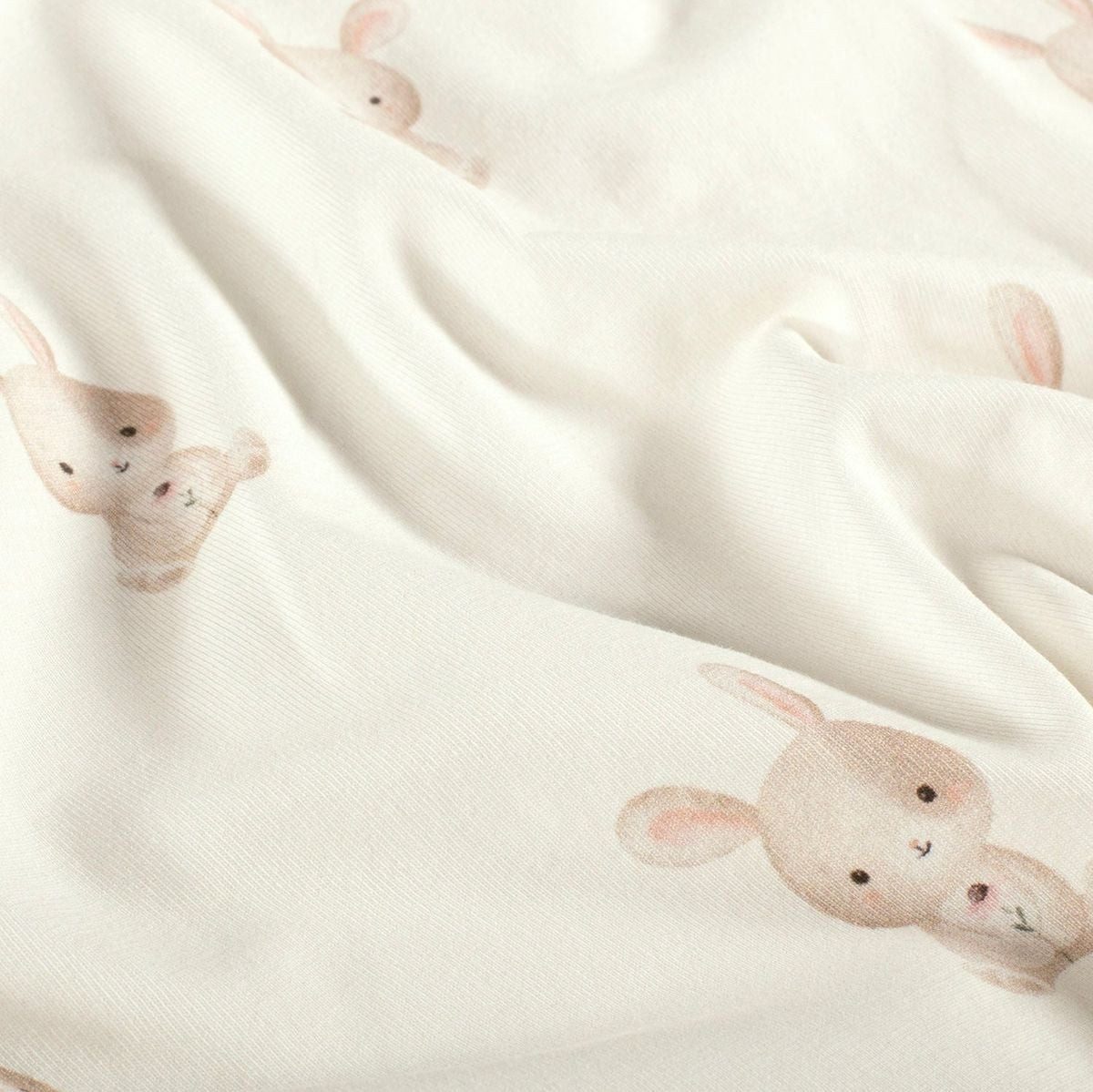 SCHÖNER LEBEN. Stoff Bio Jersey Stoff Meterware Kaninchen wollweiß 150 cm, allergikergeeignet