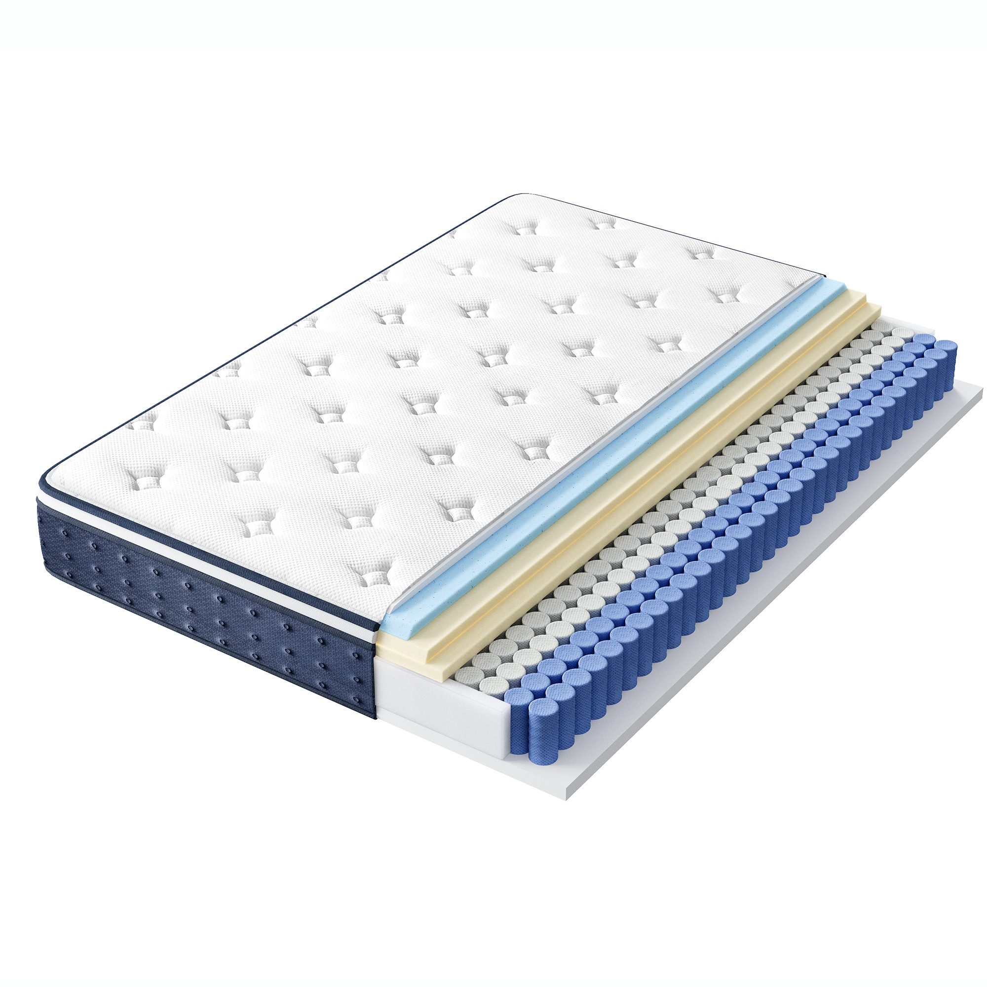 Taschenfederkernmatratze Federkernmatratze, VASAGLE, 20 cm hoch, Matratzen aus Gel-Memory-Schaumstoff, mittelfest, Kühlend