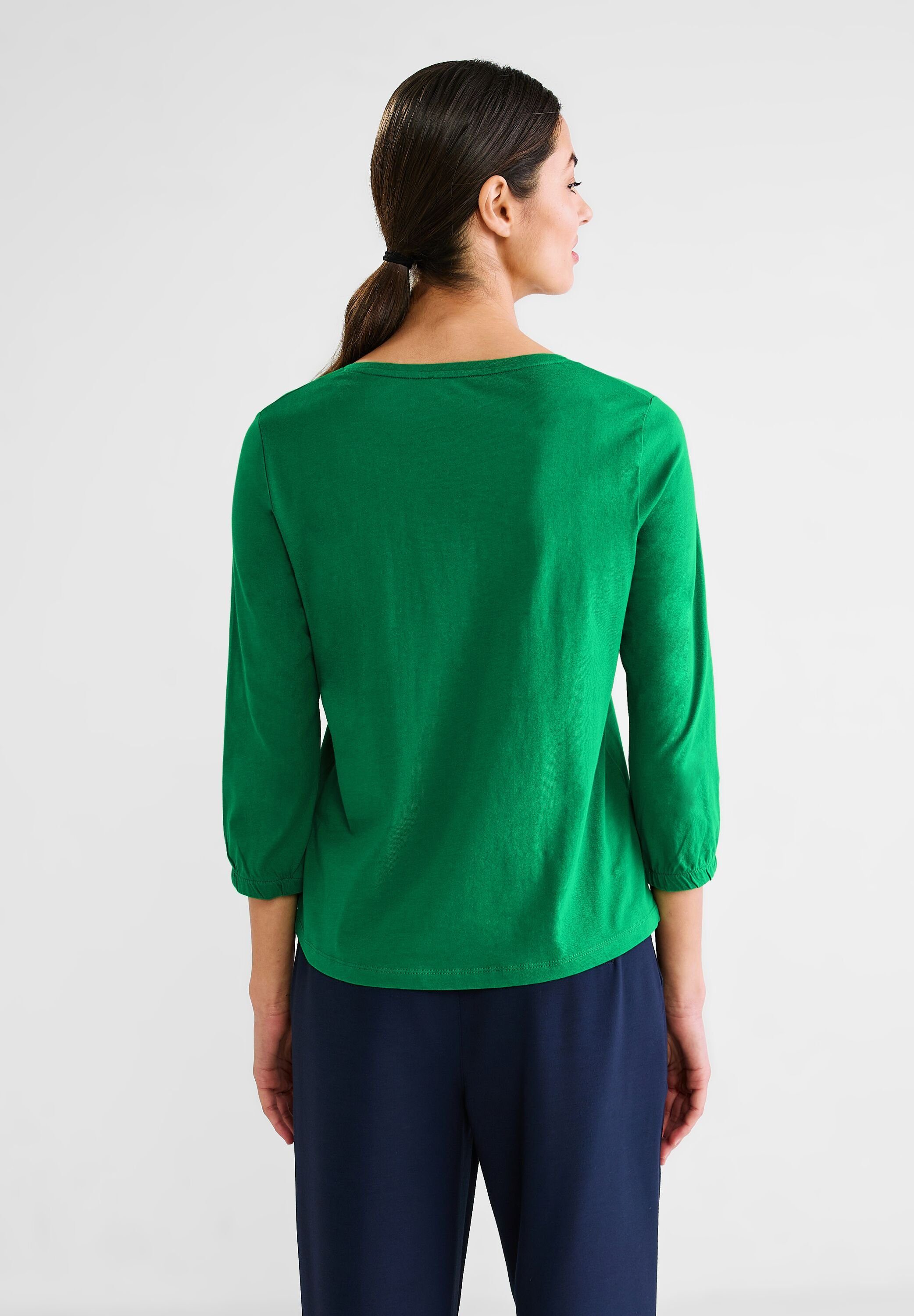 STREET ONE 3/4-Arm-Shirt Details mit Knopf green brisk