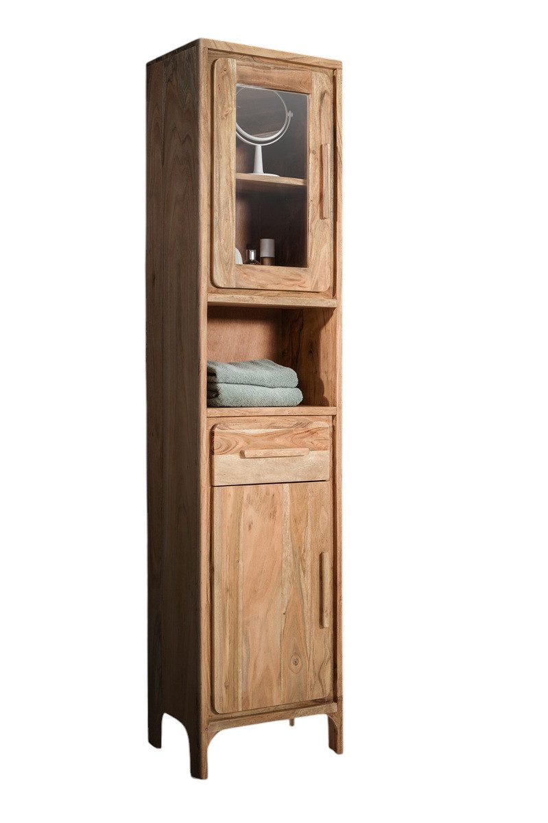 Main Möbel Hochschrank Badhochschrank 44x187cm 'Pure' Akazie massiv