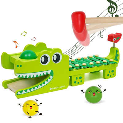 Wenta Spielzeug-Musikinstrument 2-in-1 Montessori-Holz-Musikspielzeug, (Xylophon und Hammerspiel für Kinder ab 3 Jahre), Ideales Lern- und Entwicklungsgeschenk