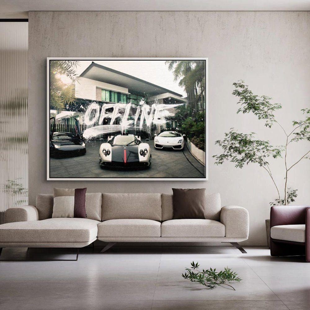 DOTCOMCANVAS® Leinwandbild, Premium Wandbild silberner & Mindset - Bild Traumvilla Rahmen Autos Lifestyle
