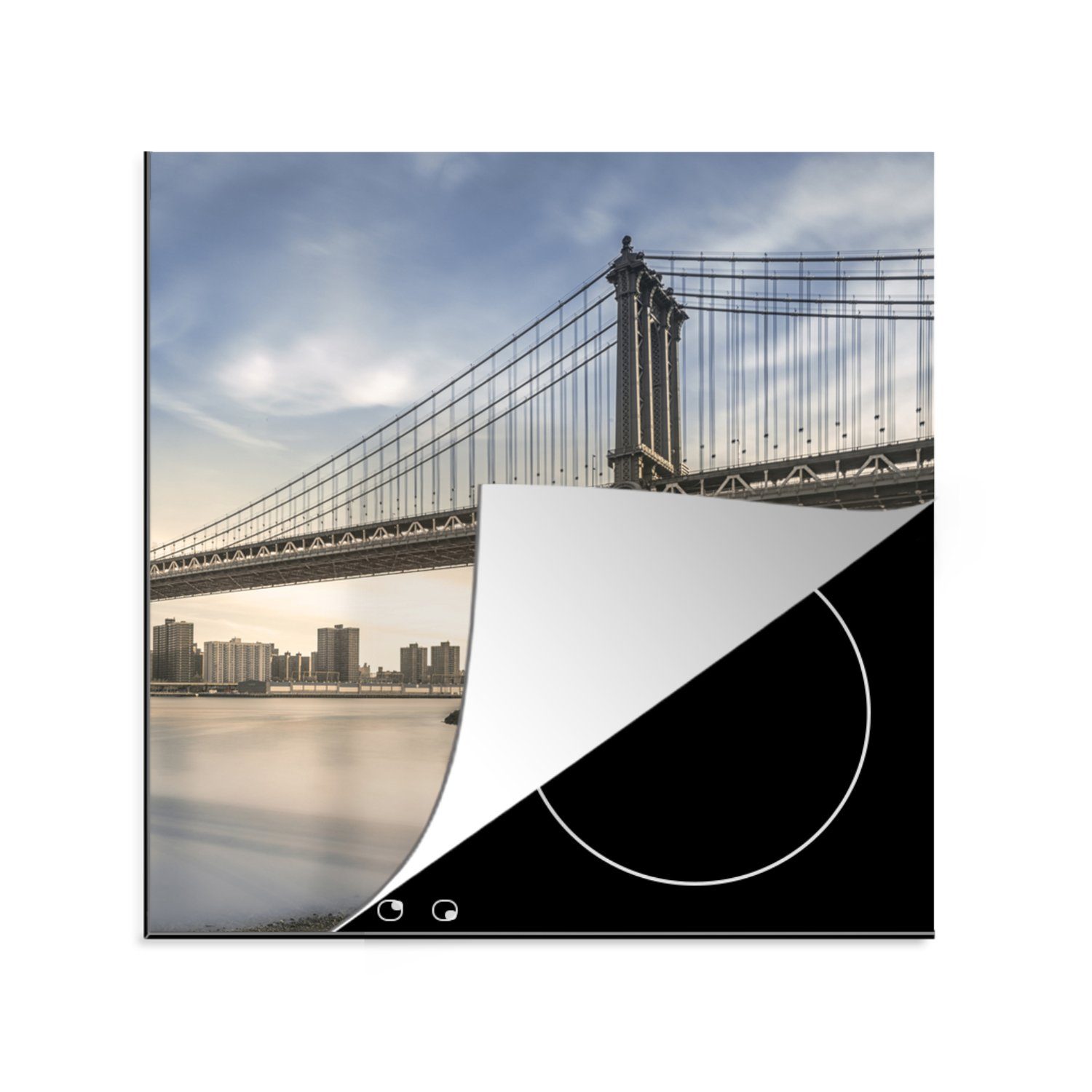 MuchoWow Herdblende-/Abdeckplatte Brücke - Amerika - New York, Vinyl, (1 tlg), 78x78 cm, Ceranfeldabdeckung, Arbeitsplatte für küche