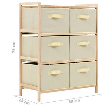 vidaXL Kleiderschrank Korb-Kommode mit 6 Stoffkörben Zedernholz Beige