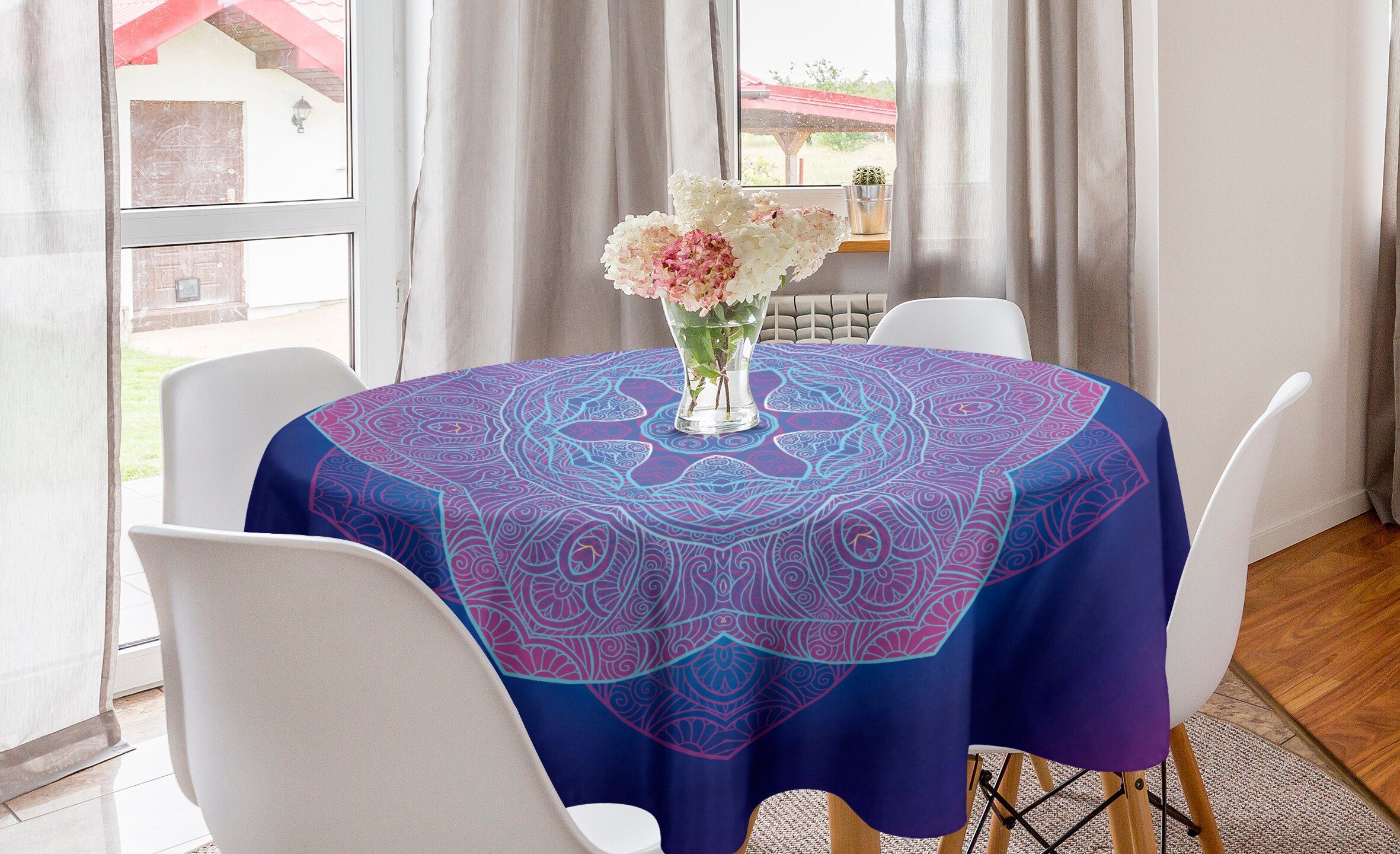 für Psychedelische Dekoration, Tischdecke Küche Mandala Esszimmer Tischdecke Abdeckung rosa Abakuhaus Cosmos Kreis