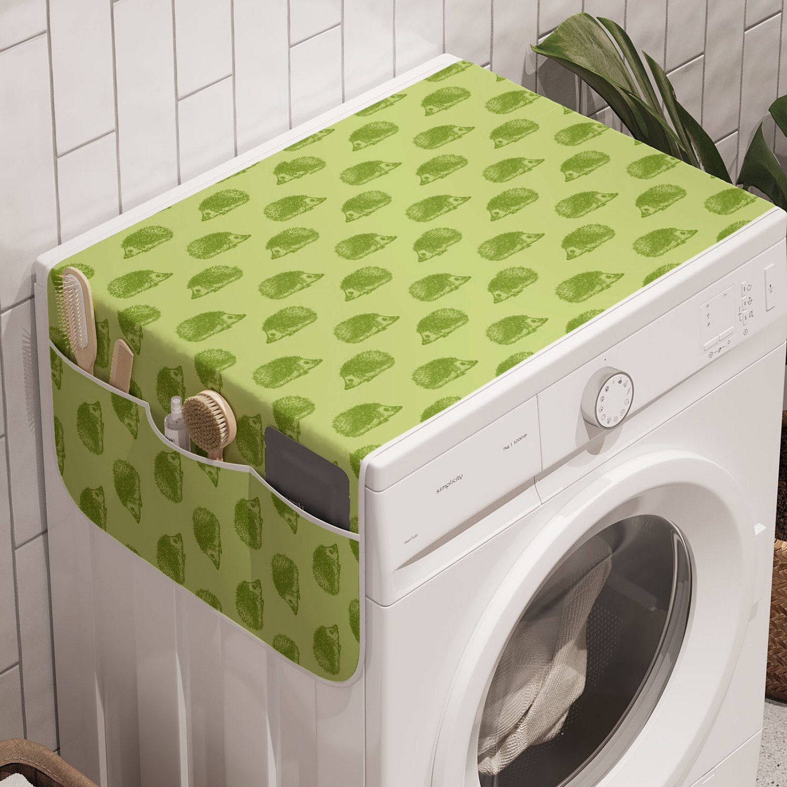 Säugetiere Trockner, Grün und Anti-Rutsch-Stoffabdeckung Stachelig Igel Badorganizer Abakuhaus für Waschmaschine