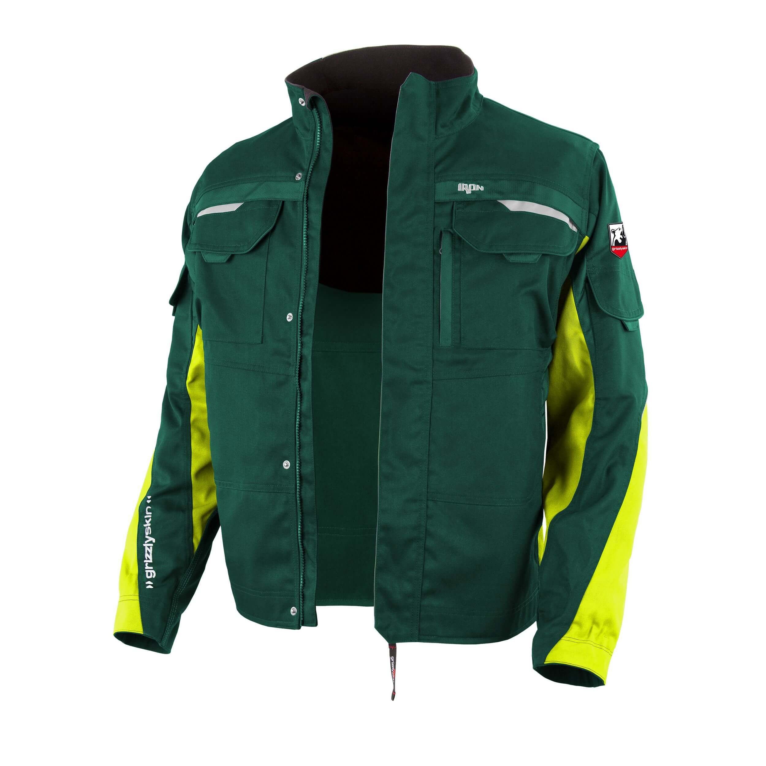 Qualitex Workwear Arbeitsjacke Bundjacke "IRON" grün/warngelb, Gr. XL (54/56)