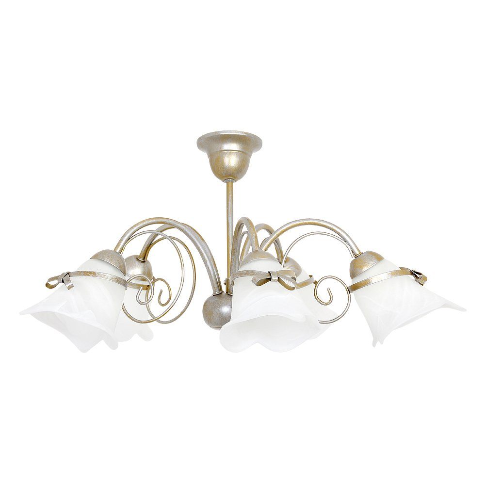 Gold Küche Leuchtmittel, in Deckenlampe Deckenleuchte Licht-Erlebnisse KOKARDA, Glas Florale Esszimmer Metall ohne