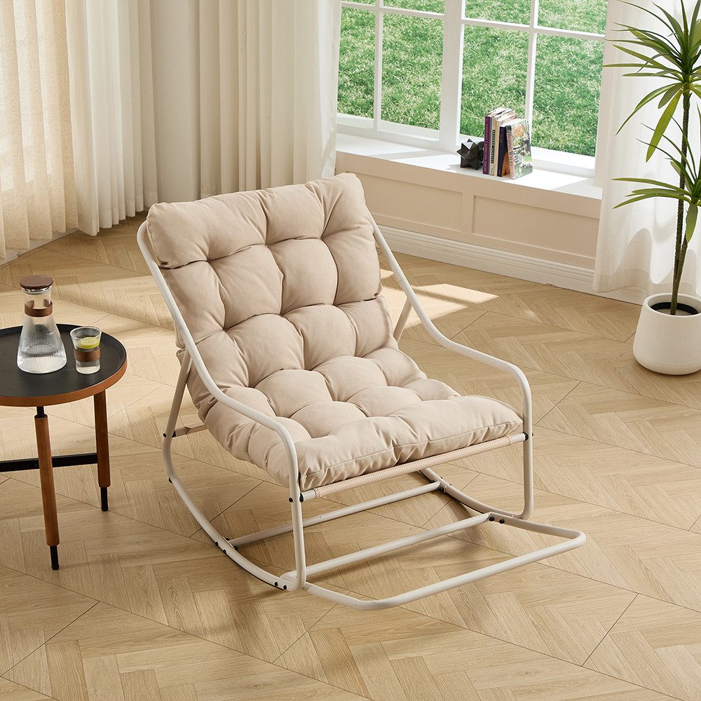 Odikalo Schaukelsessel Outdoor-Indoor Schaukelsessel,Komfortabler Loungesessel mit Kopfkissen, Robuste & Rostfreie Konstruktion, Schneller Aufbau in 30 Minuten