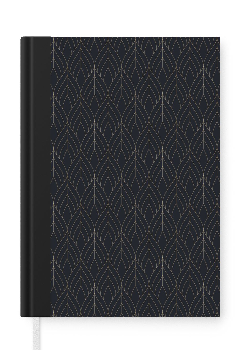 MuchoWow Notizbuch Art Deco - Modernismus - Gold - Schwarz, Journal, Merkzettel, Tagebuch, Notizheft, A5, 98 Seiten, Haushaltsbuch