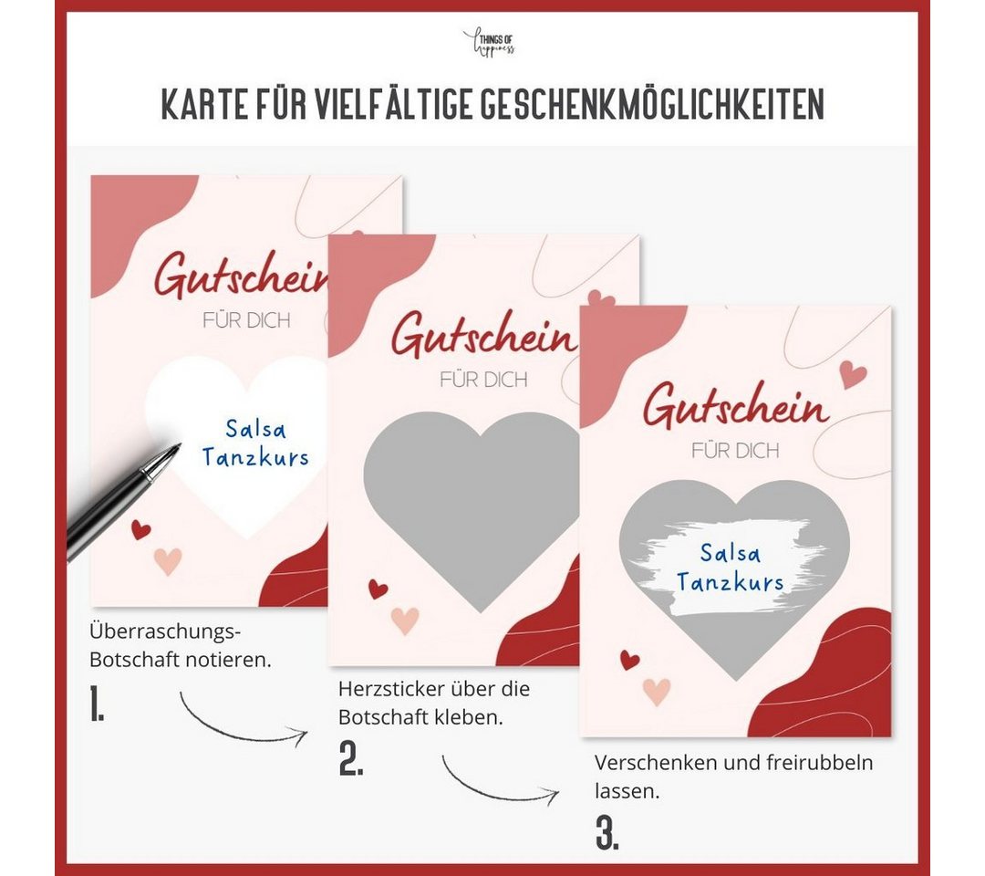 Thumbnail - Things of Happiness Postkarte Rubbelkarte zum Beschriften + Briefumschlag aus Naturpapier, Geschenk