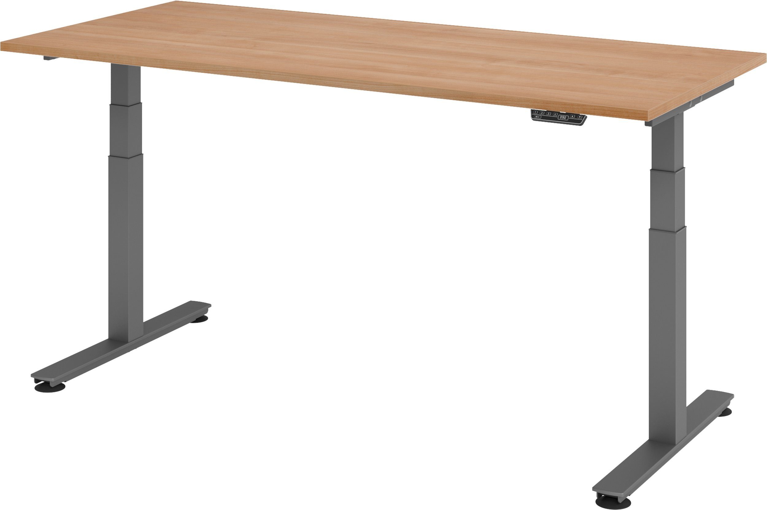 bümö Schreibtisch Schreibtisch elektrisch XDSM, Rechteck: 180 x 80 cm - Dekor: Nussbaum