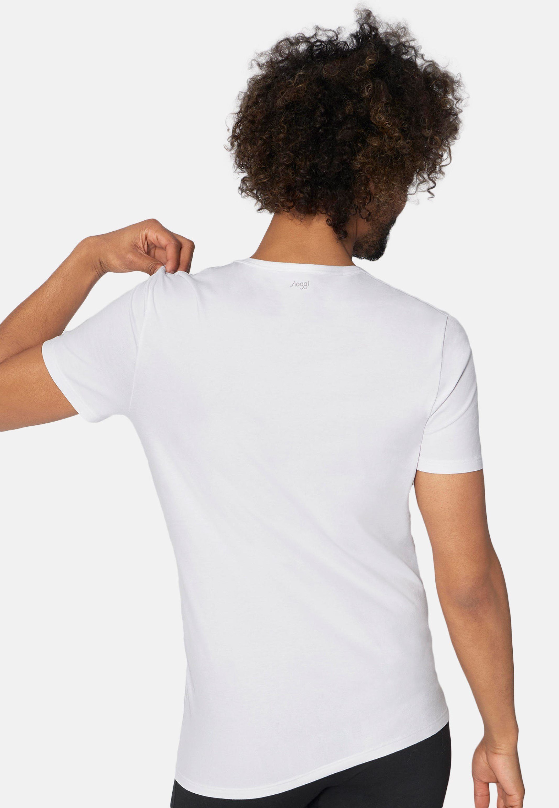 Sloggi Unterhemd 2er Pack Go (Spar-Set, - Shirt - Organic Unterhemd Cotton / Baumwolle - Atmungsaktiv Kurzarm 2-St) Weiß