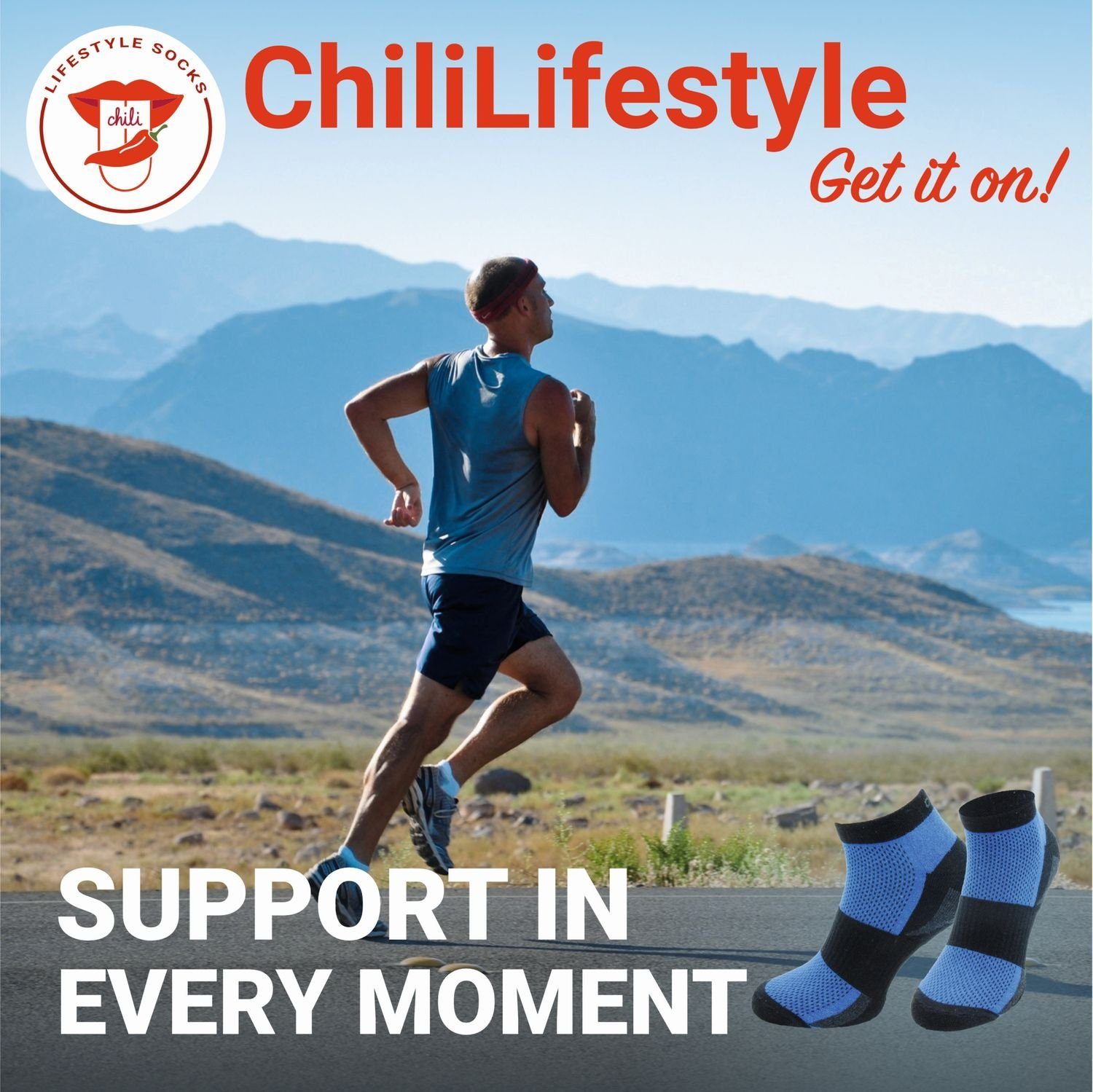 4 Freizeit, Sport, atmungsaktiv Run, Chili Paar, Lifestyle Herren, für Strümpfe Function