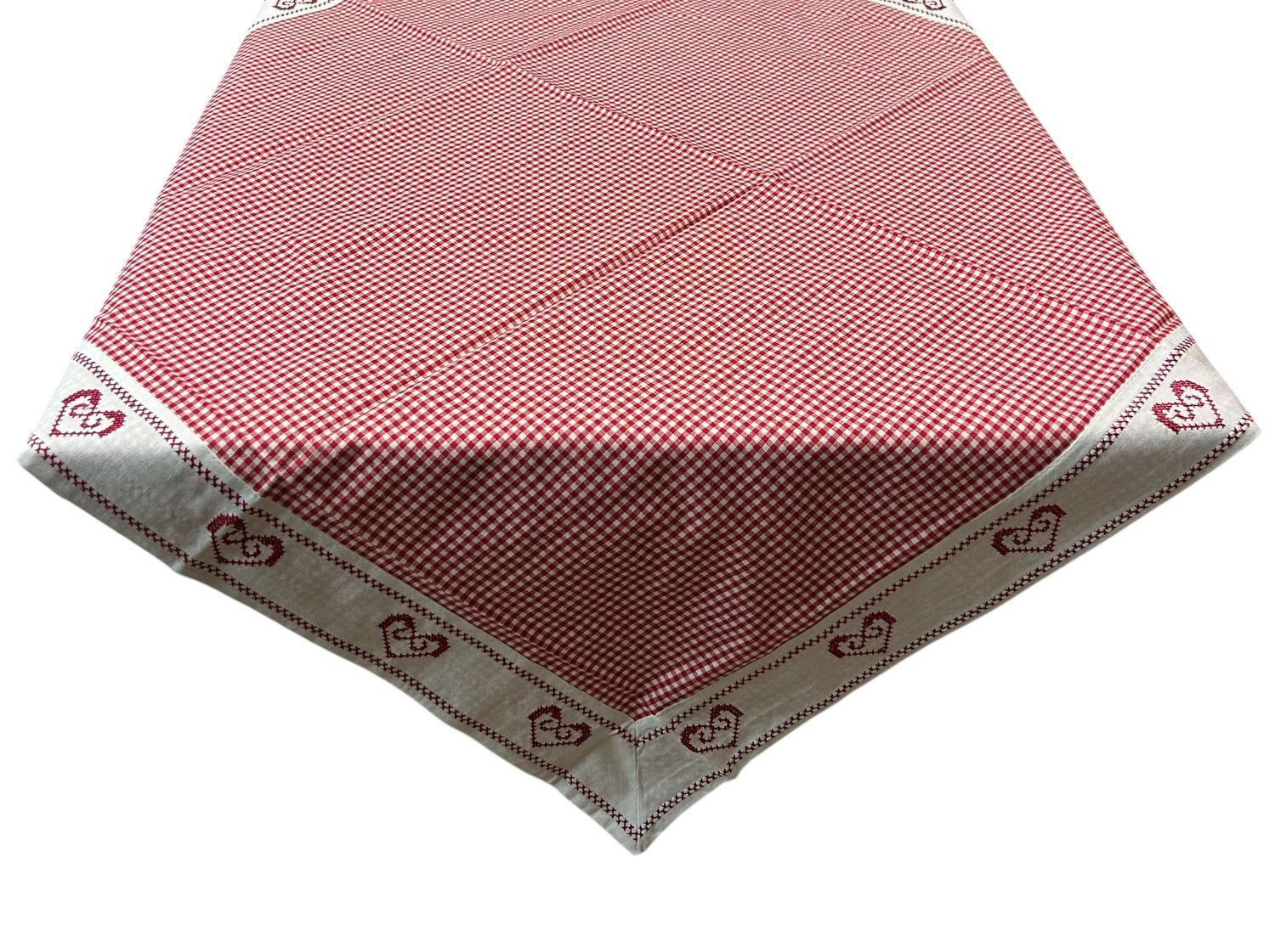HOSSNER - HOMECOLLECTION Mitteldecke Herzkaro rot (1-tlg), Tischdecke, bedruckt 85 x 85 cm