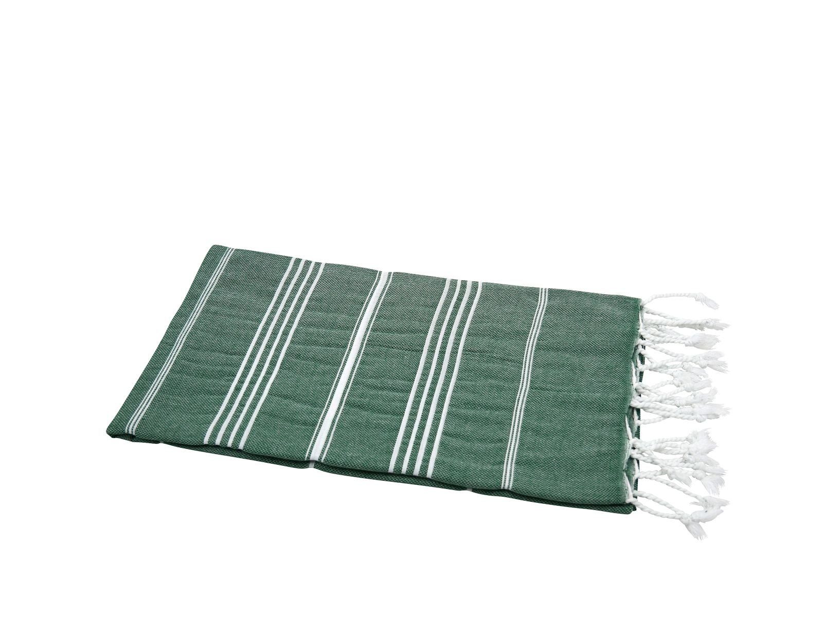 my Hamam Strandtuch Hamamtuch Sultan tannengrün mit weißen Streifen, Baumwolle (1-St), pflegeleicht und platzsparend