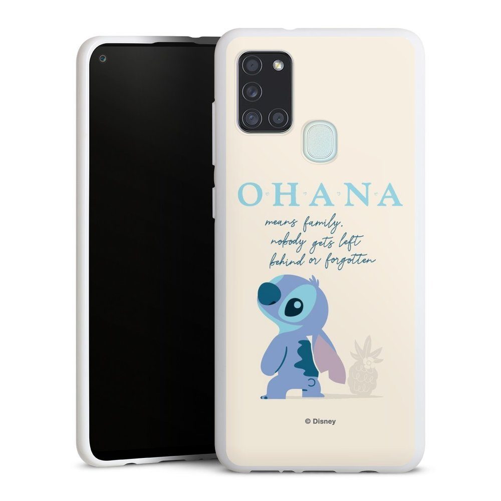 DeinDesign Handyhülle Lilo & Stitch Offizielles Lizenzprodukt Disney Ohana Stitch, Samsung Galaxy A21s Silikon Hülle Bumper Case Handy Schutzhülle