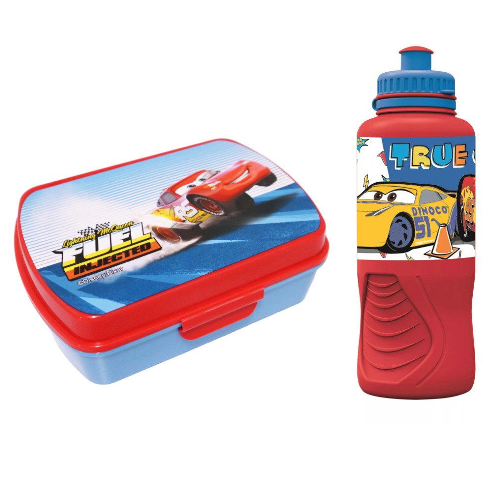 Disney Lunchbox Disney Cars Lightning McQueen 2 teiliges Lunch Set, Kunststoff, (2-tlg), Brotdose Trinkflasche